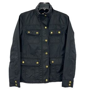 J CREW Womens Black Field Cargo military Jacket XSmall Downtown Boyfriend